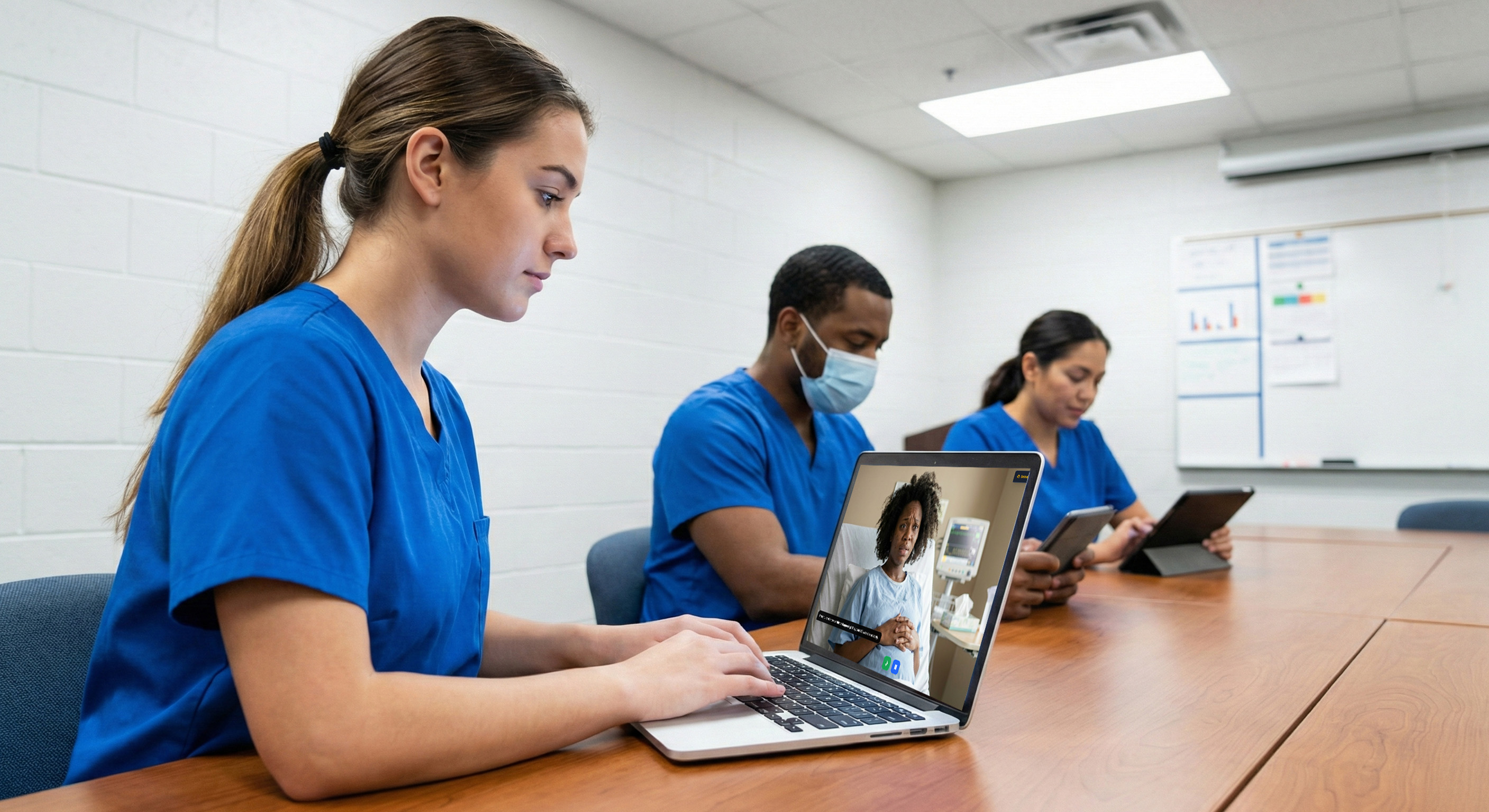 Nursing students collaborating